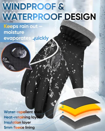 Miniatura 2 de Guantes de invierno para mujeres y hombres, impermeables y cálidos, guantes sensibles al tacto para ciclismo, correr, trabajar, actividades al aire