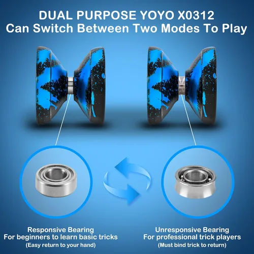 Miniatura 3 de YOYOSTUDIO X0312 Yoyo Profesional de Trucos Responsivo para Niños de 8-12 o Más, Yoyo de Girar con Dedo de Metal para Adultos con Kit de Rodamientos