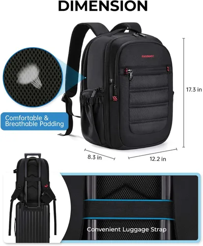 Miniatura 6 de BAGSMART Bolsa para cámara DSLR, mochilas impermeables para fotógrafos, funda para cámara con compartimento para laptop, 15.6 pulgadas, color negro