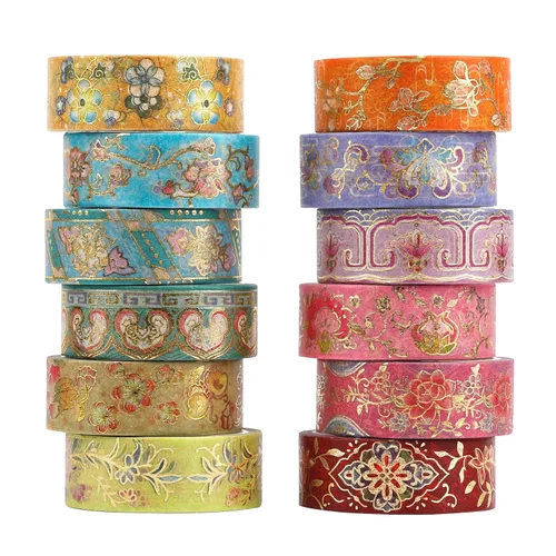 Miniatura 9 de Lychii Juego de Cinta Washi, 12 Rollos de Cinta Adhesiva de Oro con Patrones de Pintura al Óleo de Van Gogh de 5M/16.4Pies de Largo, Cintas art