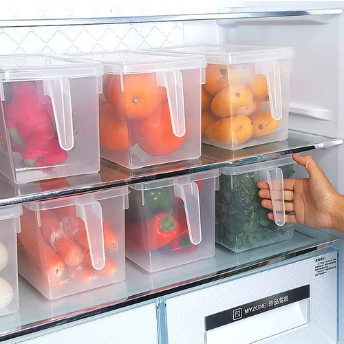 Miniatura 2 de Sooyee Contenedores de almacenamiento para refrigerador, paquete de 4 unidades de 4 litros, apilables, organizador de refrigerador con asa
