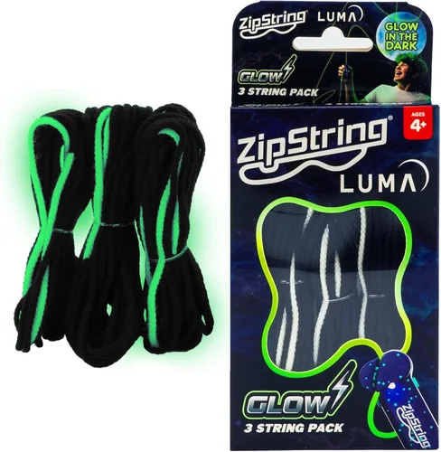 ZipString Lightning Luma - Cuerdas de repuesto para juguete lanzador de cuerda, paquete de 3, juguete antiestrés reactivo a los rayos UV que brilla