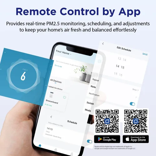 Miniatura 7 de RIA BreezeGuard - Purificador de aire inteligente HEPA para habitaciones grandes de hasta 2500 pies cuadrados con modo de suspensión, control