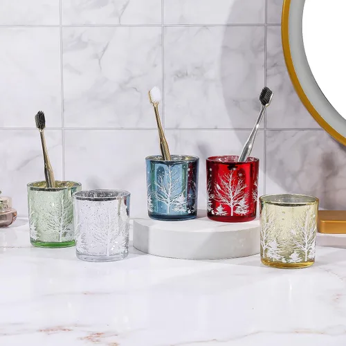 Miniatura 4 de DASITON Organizador de brochas de maquillaje, soporte de almacenamiento de brochas de maquillaje cosméticas de cristal para árbol de Navidad, taza