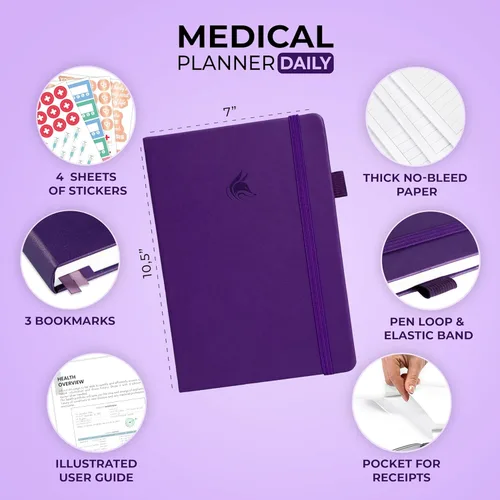 Miniatura 2 de Clever Fox Planificador médico diario – Cuaderno de diario de salud, diario de bienestar y cuaderno de registro de autocuidado, dura 3 meses, 7 x