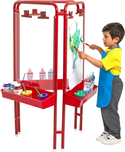Miniatura 2 de Colorations Caballete de panel acrílico de 3 vías para interiores y exteriores, juego al aire libre, dibujo, caballete ajustable, pintura