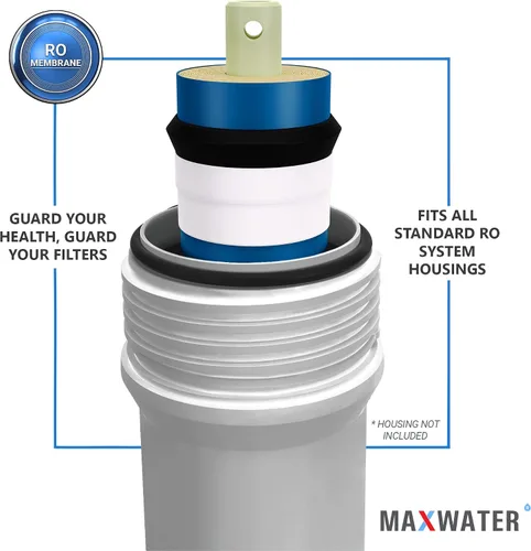 Miniatura 3 de Sistema purificador de filtro de agua potable de membrana RO de ósmosis inversa 50 GPD, cartucho de repuesto de ajuste universal para FLTMEME50