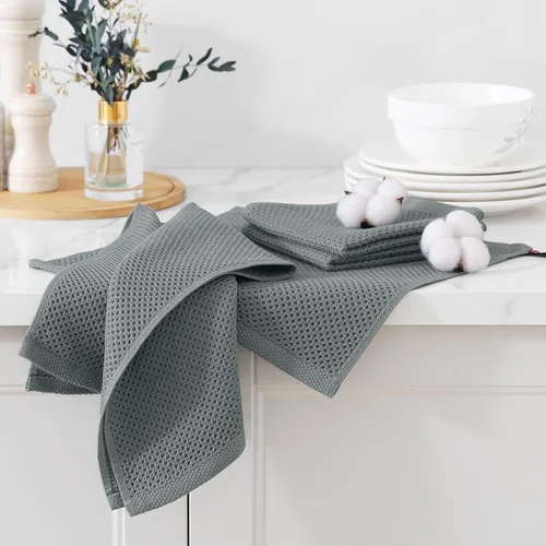 Miniatura 515 de Kitinjoy - Paños de cocina de 100 % algodón, tela de tejido gofrado, paño de limpieza ultrasuave, absorbente y de secado rápido. Beige