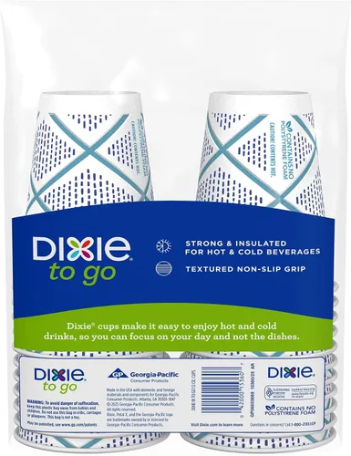 Miniatura 2 de Dixie To Go - Tazas de café de papel, 12 onzas, 132 unidades (6 paquetes de 22 tazas), vasos de papel aislantes desechables para bebidas calientes
