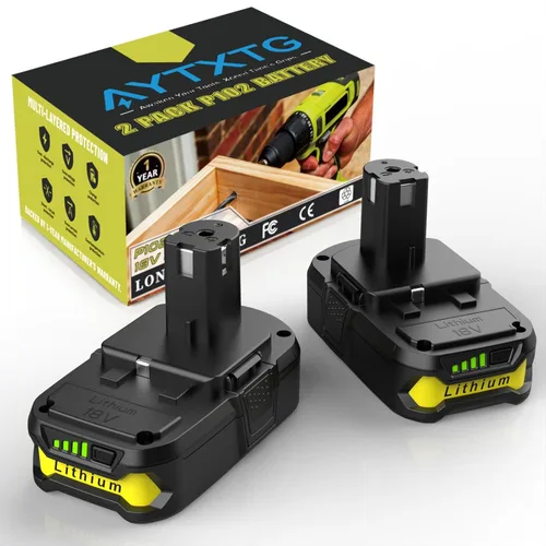 Miniatura 9 de 2Pack Replacement for Ryobi 18V Battery + P119 Charger for Ryobi 18v Oneplus Battery P100 P102 P103 P105 P107 P108 P118