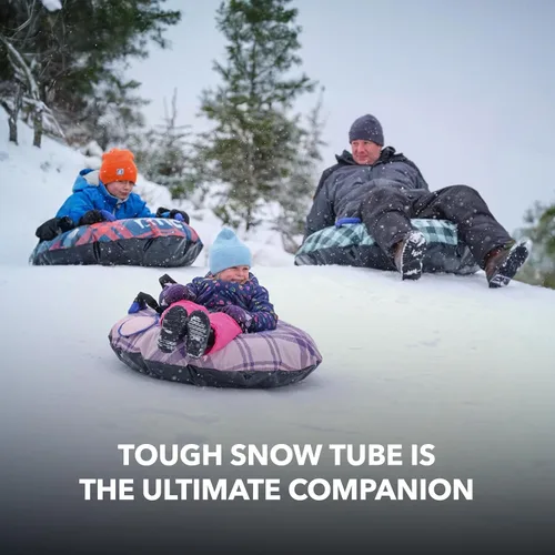 Miniatura 6 de RTIC Tubo de nieve resistente para trineo resistente para niños y adultos, trineos inflables de invierno, parte inferior de lona resistente a