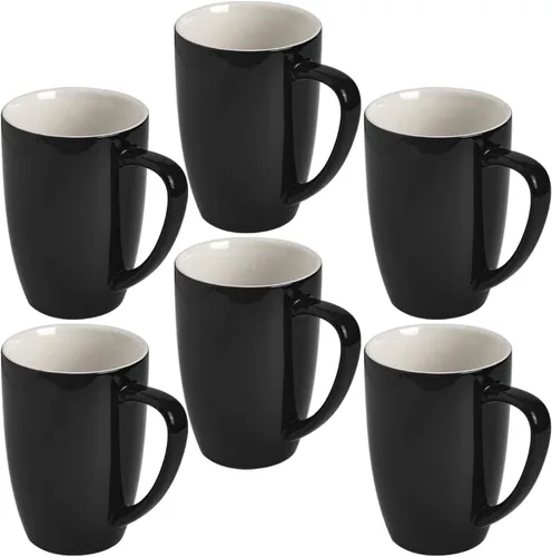 Miniatura 14 de homEdge Juego de tazas de porcelana, taza de 16 onzas para té, latte, moca, chocolate caliente, juego de 6, colores surtidos