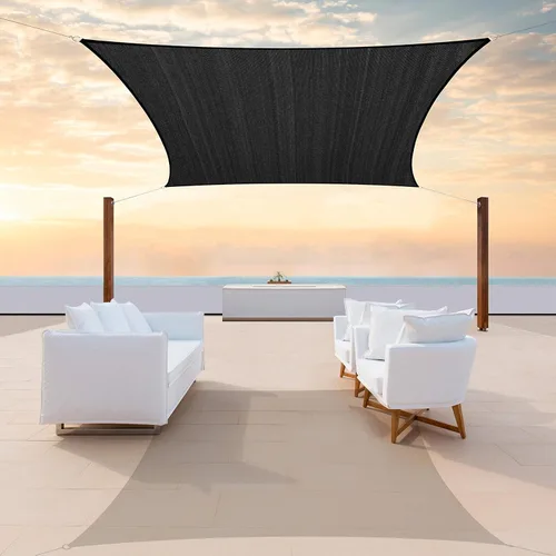 ColourTree CTSLR Toldo de tamaño personalizado de 12 x 13 pies, color negro, para parasol de vela, estándar comercial, resistente, bloquea los rayos