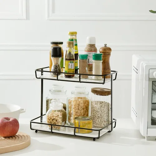 Miniatura 7 de Organizador de baño, organizador de perfumes, organizador de maquillaje, estante de almacenamiento de cosméticos, bandeja de tocador de acero 2
