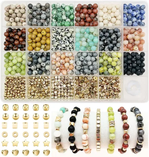 Miniatura 6 de 560 cuentas de piedra natural pulida de 0.315 pulgadas (0.315 in), cuentas sueltas de piedras preciosas de cristal energético, energía curativa
