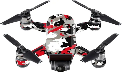 MightySkins Skin compatible con DJI Spark Mini - Camuflaje rojo | Funda protectora de vinilo duradera y única | Fácil de aplicar, quitar y cambiar