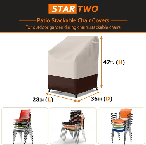 Miniatura 2 de STARTWO Fundas apilables para sillas de patio, resistentes e impermeables, para muebles de exterior, se adapta a 4-6 sillas de comedor apilables, 36
