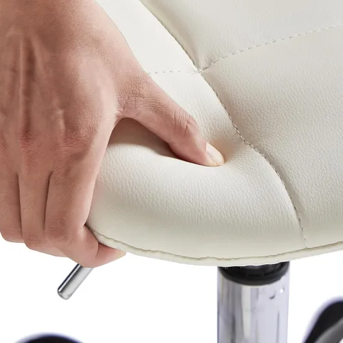 Miniatura 5 de VECELO Silla de escritorio para oficina en casa sin brazos, altura ajustable, de piel sintética PU, giratoria 360 grados con ruedas, elegante