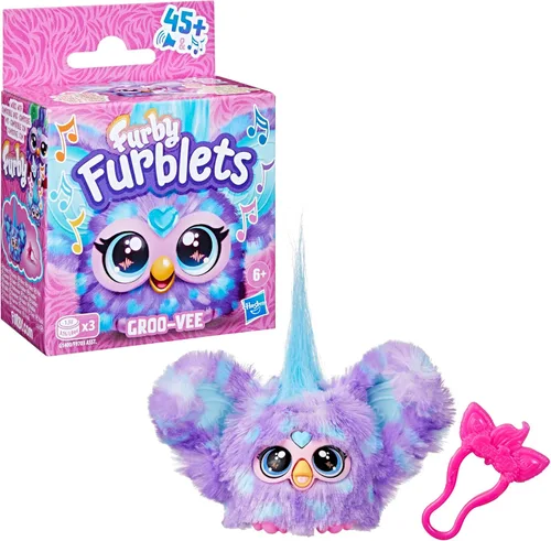Miniatura 3 de Furby Furblets Groo-Vee Amigo Mini, más de 45 sonidos y música, habla solo Furbish, juguetes de peluche electrónicos, morado, regalos