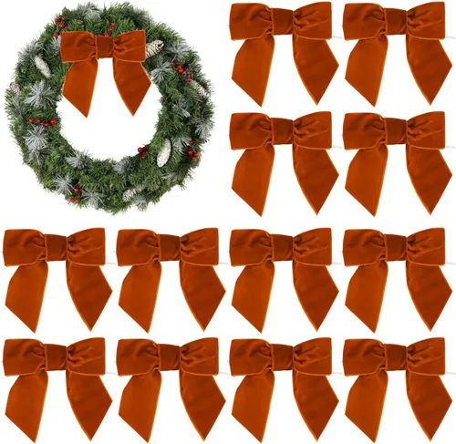 Miniatura 7 de AIMUDI Lazos de Terciopelo Burdeos de 4.5" Lazos de Navidad para Árbol Lazos Prefabricados para Coronas Lazos con Alambre Retorcido para Envolver