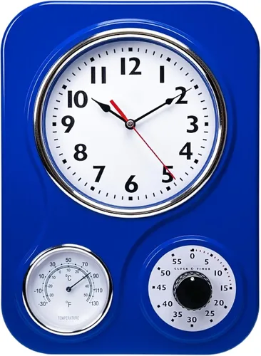 Miniatura 11 de Lily's Home - 9.5 pulgadas x 12.5 pulgadas - Reloj de pared retro para cocina, reloj de pared vintage con termómetro y temporizador de 60 minutos