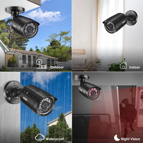 Miniatura 4 de ZOSI Paquete de 4 1080P 2.0MP para interiores y exteriores de 0.142 in, 24 unidades, lente infrarroja infrarroja, CCTV, cámara de seguridad de corte