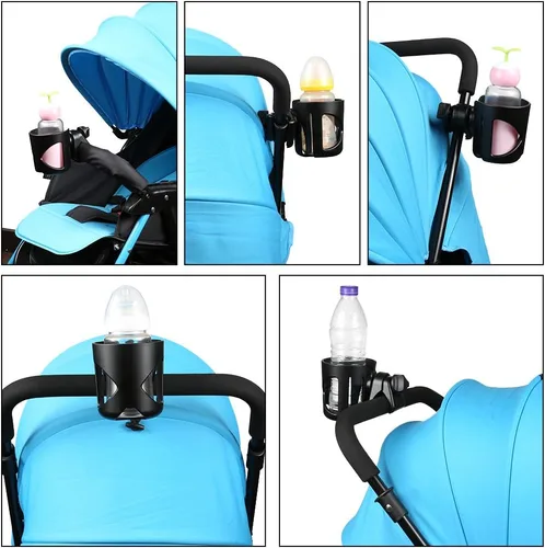 Miniatura 6 de Accmor Portavasos universal para cochecito, portavasos para silla de ruedas Walker, bicicleta giratoria de 360°, accesorios de fijación para Negro