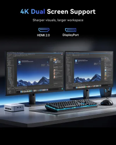 Miniatura 5 de ACEMAGIC Mini PC 11 Pro, procesador N95 de hasta 3.6 GHz, 8GB DDR4 256GB SSD, 4K Dual Display WiFi BT VESA Micro PC pequeña para negocios y hogar
