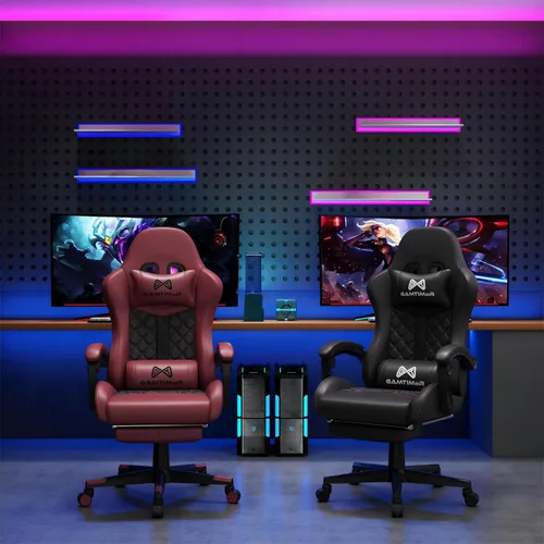 Miniatura 2 de Gamtimer Silla para videojuegos, silla para adultos de 400 libras, silla de computadora de respaldo alto con reposapiés y reposabrazos vinculados