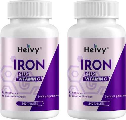 Miniatura 10 de Heivy Suplemento de hierro sulfato ferroso de 325 mg con vitamina C, 240 tabletas veganas (suministro para 8 meses) – 65 mg de hierro elemental