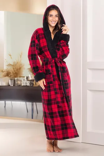 Miniatura 3 de Alexander Del Rossa - Bata de baño larga de forro polar cálido con capucha, para mujer