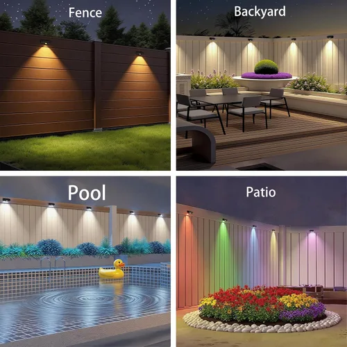 Miniatura 2 de Luces Solares para Valla, 10 Modos de Cambio de Color RGB, Luces Solares Impermeables con Energía Solar IP65, 30 Horas de Funcionamiento, Fácil