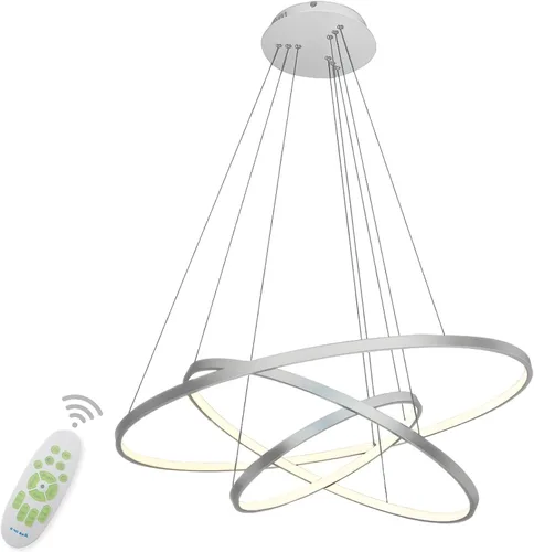 Miniatura 10 de LightInTheBox Lámpara colgante de 3 anillos para sala de estar, comedor, luz de techo moderna, diseño de círculo, 20+40+23.6 in, color = negro