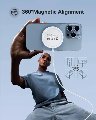 Miniatura 3 de Cargador inalámbrico magnético de 15 W para 17 Pro Max/17 Pro/17/17 Air/16/15/14/13/12 Series AirPods 3/2/Pro/Pro 2 LED Magnet Charging Pad