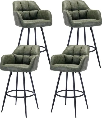 Miniatura 31 de ROCITY Juego de 2 taburetes de bar de terciopelo con respaldo, silla de bar beige para isla de cocina, taburetes de bar modernos con patas de metal