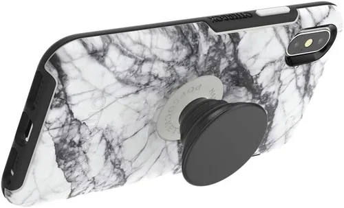 Miniatura 5 de Otter + Pop - Funda para iPhone X y XS: OtterBox Symmetry Series con PopTop intercambiable de PopSockets - mármol blanco y negro aluminio