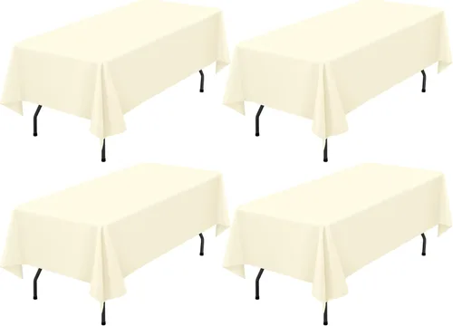 Miniatura 90 de Showgeous Paquete de 4 manteles rectangulares de poliéster de 60 x 102 pulgadas, resistentes a las arrugas, lavables, para bodas, mesas de comedor