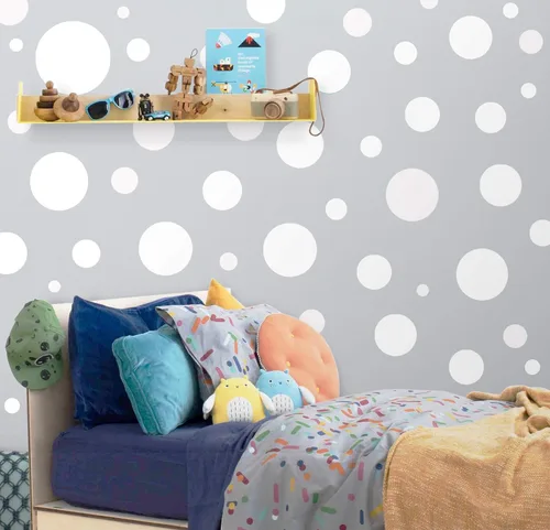 Calcomanías de pared de lunares (63) calcomanías de decoración de pared para habitación de niñas, puntos de pared, círculo de vinilo para despegar y