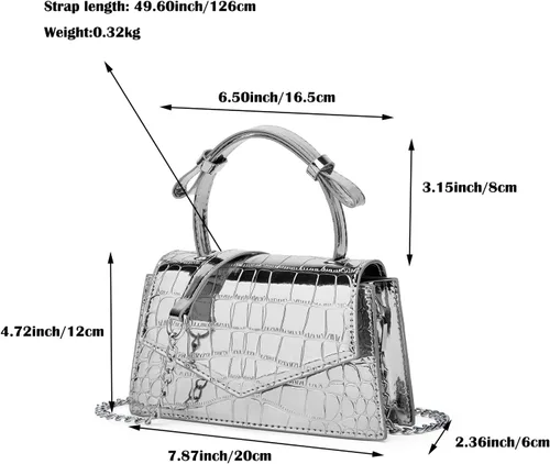 Miniatura 5 de Bolso de noche para mujer, Y2k, plateado, bolso hobo, bolso de mano, bolso de mano, bolso de mano, bolso de fiesta, bolso de mano, bolsos cruzados