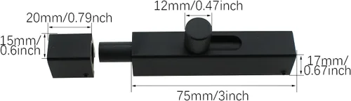 Miniatura 2 de RLECS Cerradura de puerta de dormitorio de 2.953 in/3 pulgadas, cerradura de refuerzo de puerta, cerradura deslizante de puerta interna de aluminio