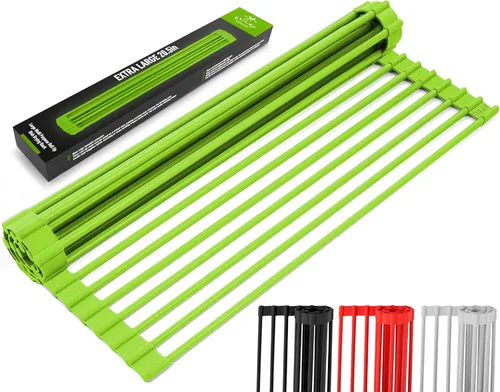 Miniatura 11 de Zulay Kitchen Escurridor de platos sobre el fregadero, diseño de acero inoxidable resistente enrollable para un fácil almacenamiento y durabilidad.