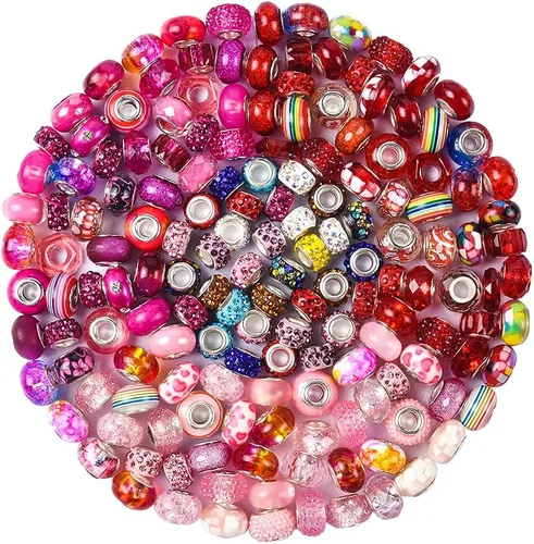 Miniatura 12 de Aipridy Surtido de Cuentas Europeas de Agujero Grande Cuentas Espaciadoras Cuentas de Strass para Manualidades para Pulseras de Dijes DIY