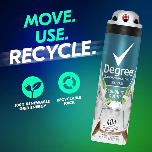 Miniatura 3 de Degree Desodorante antitranspirante para hombre, espray seco de coco y menta, 3 unidades, 72 horas, protección contra el sudor y el olor, Degree