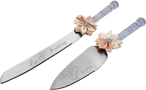 Miniatura 12 de GIFTS INFINITY Nuestros corazones entrelazados de boda, lazo de mango de plástico de cristal transparente, bonito regalo y gran artículo de Beige