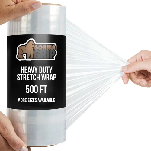 Miniatura 20 de GORILLA GRIP Film extensible 500% de plástico resistente, paquete de 2 rollos de envoltura retráctil de 1200 pies de 17 pulgadas, resistente a