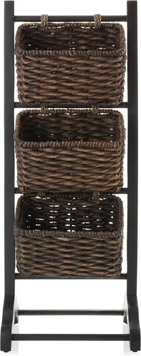 Miniatura 4 de Casafield Soporte de Piso de 3 Niveles con Canastas de Almacenamiento de Jacinta de Agua, Negro/Espresso - Organizador de Pie para Baño, Cocina