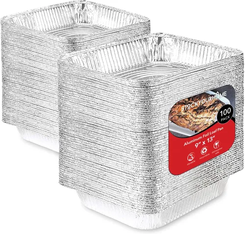 Miniatura 19 de Stock Your Home Sartenes de aluminio de 9 x 13 (paquete de 20) – Bandeja de papel de aluminio desechable y reciclable – Sartenes profundas de mesa