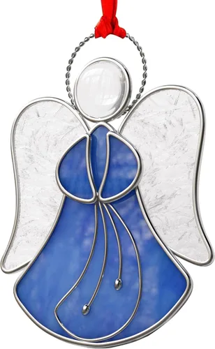 Atrapasoles de Vidrio Emplomado para Ventanas Colgantes de Ángel Azul Adorno Personalizado de Metal Regalos Decorativos para Mamá Abuela Amiga