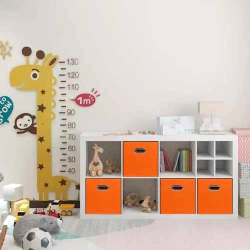 Miniatura 5 de Contenedores de almacenamiento de tela, organizadores de tela con asa, cubos plegables para almacenamiento de tela o accesorios, 11 x 11 x 11 Naranja