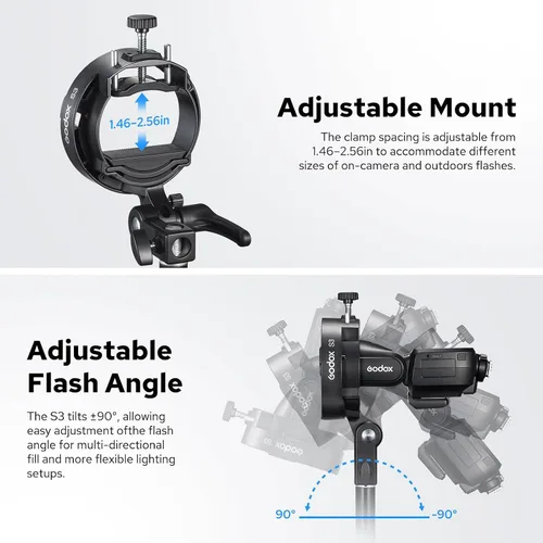 Miniatura 4 de Godox Soporte S3 Bowens Mount Universal Speedlite Flash Soporte para Godox AD200 AD200Pro II AD300Pro TT685II TT350 V350 V480 V860II V860III
